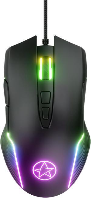 Wired gaming mouse,Computer Mouse Ergonomic,USB Computer Mice with Optical Backlit -6400 DPI -7 Buttons Premium and Portable Office and Home Mice,Apply to laptops Windows PC, Desktop(Black)