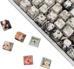 Keycaps 108 PBT Dye Sublimation OEM Profile Japanese Anime Keycaps for Cherry Mx Gateron Kailh Switch Mechanical Keyboard (Rat-Limited) White