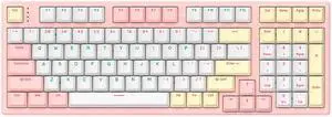 GANSS HS 98T Mechanical Keyboard - Double shot PBT Profile - Wireless 2.4gHz / Bluetooth 5.0 / USB Wired - RGB Backlight (TTC Silver Switch, Pink White)
