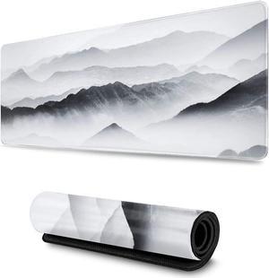 Corn Japanese Ink Wash Mountains and Rivers Gaming Mouse Pad XL, Extended Large Mouse Mat Desk Pad, Stitched Edges Mousepad, Long Non Slip Rubber Base Mice Pad, 31.5 X 11.8 Inch