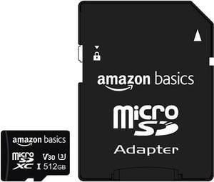 512GB microSDXC Memory Card with Full Size Adapter, A2, U3, read speed up to 100 MB/s