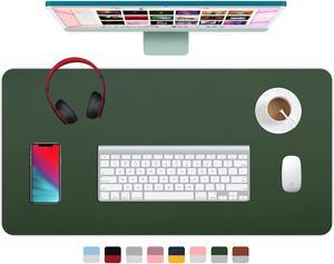 Dual Sided Leather Desk Pad (31.5 x 15.7"), Office Waterproof Desk Mat, PU Mouse Pad, Desk Protector Cover, Desk Writing Mat for Office/Home/Work/Cubicle (Green/Gray)