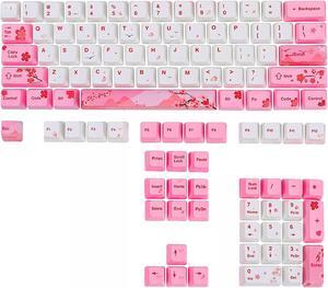 104 Japanese Keycaps, Cute Anime Key caps 87 Custom Gaming keycap Set of Dye Sublimation OEM Profile for Cherry Mx Gateron Kailh Switch, for GK61/GK64/RK61/Anne 60% Mechanical Keyboard (Sakura)