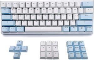 Corn Blue Keycaps-Custom Keycaps 60 Percent, Suitable for GK61/RK61/Anne/Ducky/DK61 Mechanical Keyboard, Double Shot Backlit OEM Profile PBT Keycaps Set, with keycap Puller (White Blue, Only Keycaps)