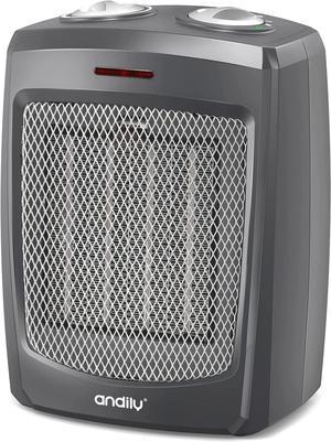 andily Space Heater Electric Heater for Home and Office Ceramic Small Heater with Thermostat, 750W/1500W