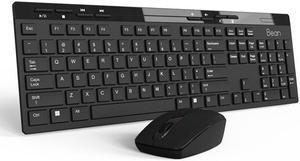 Wireless Keyboard and Mouse Combo Bean 24GHz FullSized Ergonomic Computer Keyboard  Mouse80010001200 DPI  Black