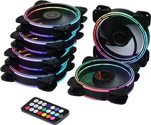 Wire Rainbow RGB Case Fan, Addressable RGB LED 120mm Fan with Remote Adjustable Color and Speed for PC Cases (6pcs RGB Fans kit, RF Controller, D Series)
Visit the DS leddess Store