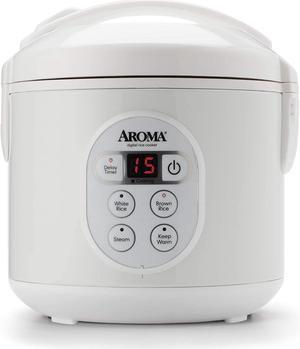 8-Cup (Cooked) (4-Cup UNCOOKED) Digital Rice Cooker and Food Steamer (ARC-914D),White