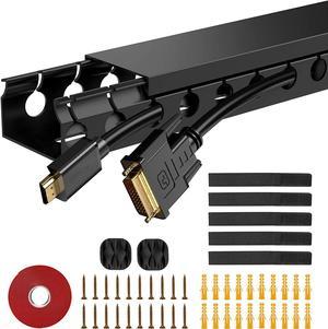 Updated Cable Raceway Kit - 31 (2X15.4) Inch Open Slot Wire Covers for Cords, Under Desk Cable Management System to Hide Under Desk/Tv/Computer/Net/Power Cords, (Pack 2)