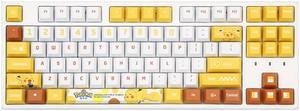 IROK FE87 pokemon Pikachu version, PBT keycap, no light,87 keys Type-C wired Mechanical keyboard,yellow / white,Blue Mechanical switch