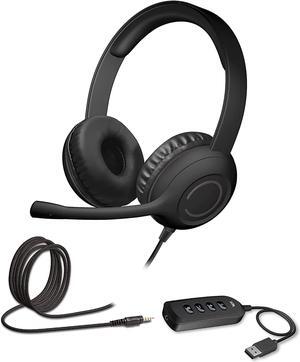 Cyber Acoustics Stereo Headset (AC-5812) with USB or 3.5mm Connection, USB Control Module, Adjustable Mic Boom for PC and Mac, Classroom or Home