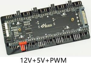 Magnetic Suction on The Back of The Acrylic Shell, 8 Channels 5V 3Pin ARGB+2 Channels 12V 4Pin RGB+8 Channels 4Pin PWM Speed Control Three-in-One Fan Hub
