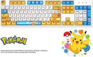 IROK FE104 cute pokemon Sky version, PBT keycap, no light,104 keys Type-C wired Mechanical keyboard-Blue,Blue Switch