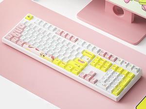 Corn Tri-Band RGB Wireless Bluetooth Wired 108 key Customized Mechanical Keyboard Spongebob Cartoon Animation Co-branding Theme PBT keycaps Anti-Ghosting Gaming Keyboard Brown Switch