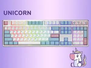 Corn Tri-Band RGB Wireless Bluetooth Wired 108 key Customized Mechanical Keyboard Unicorn Cartoon Animation Co-branding Theme PBT keycaps Anti-Ghosting Gaming Keyboard Blue Switch