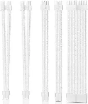 CORN Customization Extension Power Supply Cable Kit ,4+4Pin × 2,6+2Pin × 2,24Pin × 1,Line length 300mm - White