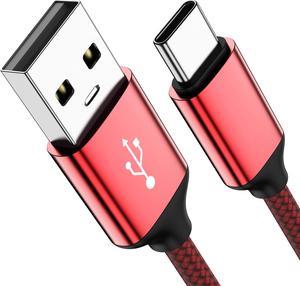 USB Type C Cable,USB A to USB C 2.4A Fast Charging (3.3ft 2-Pack) Braided Charge Cord Compatible with Samsung Galaxy S10 S9 S8 Plus,Note 9 8,A11 A20 A51,LG G6 G7 V30 V35,Moto Z2 Z3,USB C Charger (Red)