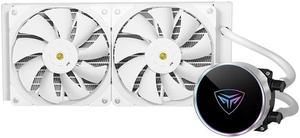 PCCOOLER PD240 white CPU water-cooled radiator, high-performance booster fan, CNC carved aluminum cooling head, PWM fans, Support LGA 1700,1200,115X,2011,2066,AM5, AM4