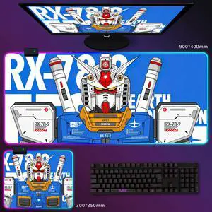 Corn Mouse Pad GunDam RX-78-2 RGB Gaming Mice Mat Anti-Slip Natural Rubber Base for Home Office Work 300*250*4mm