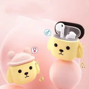 HP Bluetooth Headset H10H Wireless Cute Earphone New Arrivals Bear Earphones Cover for Couples-White