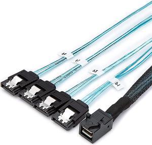 Internal HD Mini SAS (SFF-8643 Host) - 4X SATA (Target) Cable,SFF-8643 to 4X SATA Cable, SFF-8643 for Controller, 4 Sata Connect to Hard Drive, 1M / 3.3FT