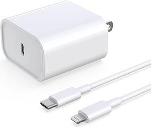iPhone Fast Charger, 20W USB C Power Delivery Wall Charger Plug with 6ft Type C to Lightning Cable Quick Charging Data Sync Cord for iPhone14 13 12 11 Pro Max Mini Xs Xr X 8 iPad