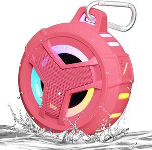 CORN EBODA Bluetooth Shower Speaker, Waterproof Portable Wireless Speakers with Light, IP67 Floating, 2000mAh, Small Portable Speaker for Kayak, Beach, Pool Accessories, Gifts for Girls-Rose Red