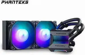 Phanteks GLACIER ONE 240 M25 A-RGB AIO Liquid CPU Cooler, Infinity Mirror Pump Cap Design, 2X Silent 120mm M25 PWM Fans, Black