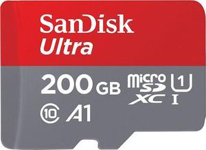 SanDisk 200GB Ultra microSDXC UHS-I Memory Card with Adapter - 120MB/s, C10, U1, Full HD, A1, Micro SD Card - SDSQUA4-200G-GN6MA, Black