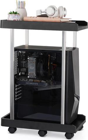 CORN Tower Stand, PC Stand 2-Tier CPU Stand with 6 Locking Caster Wheels Suitable for Most PC (Plastic)