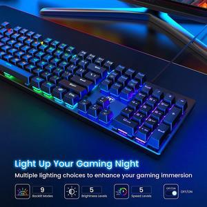 Corn Mechanical Gaming Keyboard, RGB 104 Keys Ultra-Slim LED Backlit USB Wired Keyboard with Blue Switch, Durable ABS Keycaps/Anti-Ghosting/Spill-Resistant Mechanical Keyboard for PC Mac Xbox Gamer