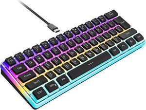 Corn 60% Wired Gaming Keyboard, Pudding Keycaps with Translucent Layer,RGB Ultra-Compact Mini Keyboard, Waterproof Small 61 Keys Keyboard for Office/Gaming(Black)