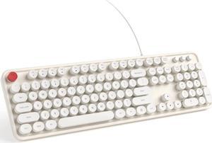 Corn Wired Computer Keyboard - Milky White Full-Sized Round Keycap Typewriter Keyboards, Plug Play USB Keyboard for Windows, PC, Laptop, Desktop, Mac
