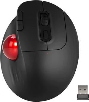 MT1 Bluetooth Trackball Mouse, Wireless Ergonomic Rollerball Mouse with 2400DPI, Smooth Easy Thumb Control, 3 Devices Connection, Red Ball, Compatible for Windows, PC, Mac