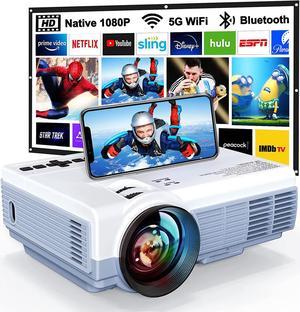 Projector with WiFi and Bluetooth, 5G WiFi Native 1080P 9500L 4K Supported, Portable Outdoor Projector with Screen for Home Theater, Compatible with HDMI/USB/PC/TV Box/iOS and Android Phone