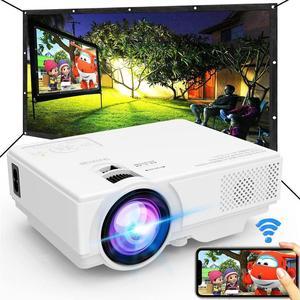 Projector with WiFi, 2023 Upgrade 8500L [100" Projector Screen Included] Projector for Outdoor Movies, Supports 1080P Synchronize Smartphone Screen by WiFi/USB Cable for Home Entertainment