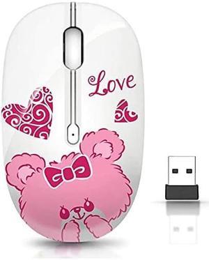 Wireless Mouse with Nano Receiver for PC, Laptop, Notebook, Computer, MacBook, Less Noise, Portable Mobile Optical Mice(Bear).