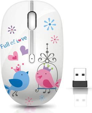 Wireless Mouse with Nano Receiver for PC, Laptop, Notebook, Computer, MacBook, Less Noise, Portable Mobile Optical Mice(Bird)