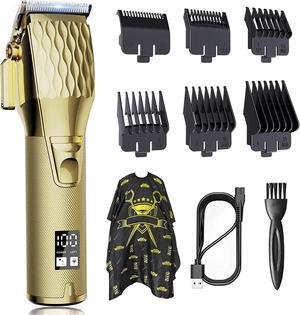 Professional Hair Clippers for Men  Cordless Barber Clippers for Hair Cutting Rechargeable Hair Beard Trimmer with LED Display  Quality Travel Storage Case Gold