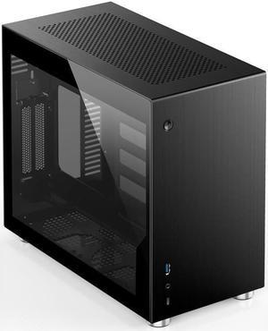 V-10 Mini-ITX Gaming Computer Case Support ITX Motherboard Vertical Air Channel USB 3.0 *1 Aluminum Version - Black (without accessories) Dual Side Glasses