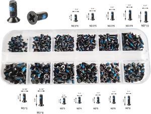 360pcs Blue Nylok Screws Kit 12 Sizes,Laptop Notebook Computer Replacement Assortment, M2 M2.5 M3 for Lenovo Toshiba Gateway Samsung HP IBM Dell Sony Acer Asus SSD Hard Disk SATA M.2 SSD