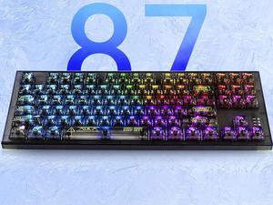 AULA F3032 Wireless Mechanical Keyboard Bluetooth Three-mode Transparent Customized game-specific 87 keys RGB Backlit Hot Swap Ash Wood Switch Transparent Black