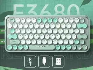 AULA F3680 Retro Typewriter Mechanical Keyboard Three Mode COnnection Wireless Bluetooth Wired 79 Keys Keyboard For Gaming ,Office, Home, 1500mAh, Anti Ghosting