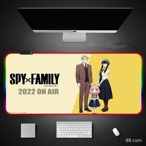 Large Office RGB LED Illumination Mouse Pad Mat Game Gamer Spy x Family Gaming Mousepad Keyboard Compute Anime Girl Desk Mat Rug