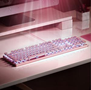 HP Mechanical Gaming Keyboard Game Esports Special Keyboard with White Light,Wired Keyboard for Both Gaming and Office Use-Pink