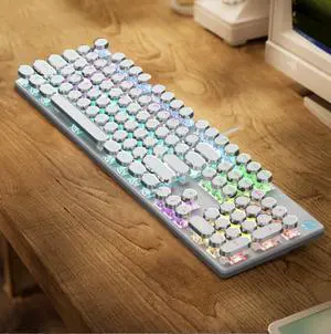 HP Mechanical Gaming Keyboard Game Esports Special Keyboard with Colorful Lights,Wired Keyboard for Both Gaming and Office Use-Silver