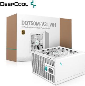 DeepCool DQ750M V3L 80 Plus Gold Fully Modular 750W Power Supply, 120mm FDB Fan with Silent Fanless Mode, 140mm Compact Size - White