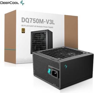 DeepCool DQ750M V3L 80 Plus Gold Fully Modular 750W Power Supply, 120mm FDB Fan with Silent Fanless Mode, 140mm Compact Size - Black