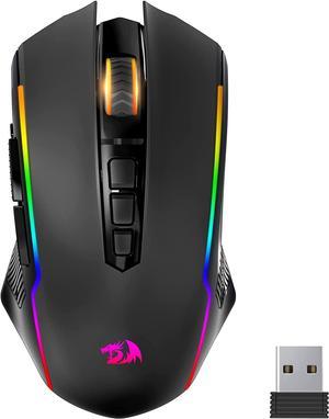 Redragon Gaming Mouse, Wireless Mouse Gaming with RGB Backlit,8000 DPI,PC Gaming Mice with Fire Button, Macro Editing Programmable Mouse Gamer,70Hrs for Windows/Mac, Rechargeable, Black, M910-KS