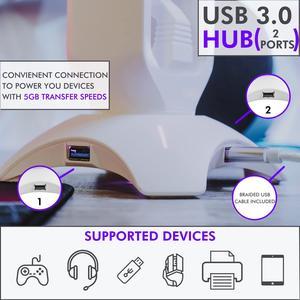 Corn RGB Headset Stand - 3 in 1 Gaming Headphone Stand for Desk with Mouse Bungee and 2 Port USB 3.0 Hub Charger - The Ultimate Gaming Accessory and Gift for Gamer - RGB Headset Holder